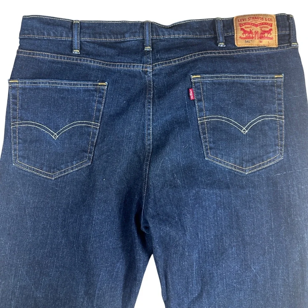 Levis 541 Athletic Fit Jeans Mens W46 L30 Dark Wash Blue Stretch Denim‎
